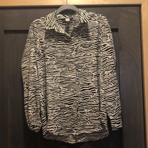 Satin zebra button up shirt